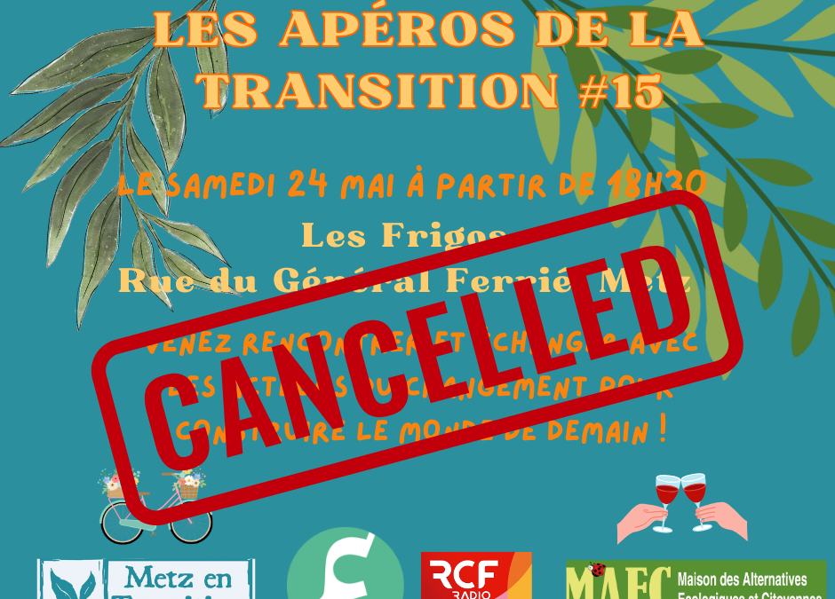 Apéro de la Transition #15  Compte tenu de la météo l’évènement est annulé !
